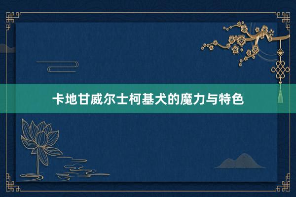 卡地甘威尔士柯基犬的魔力与特色